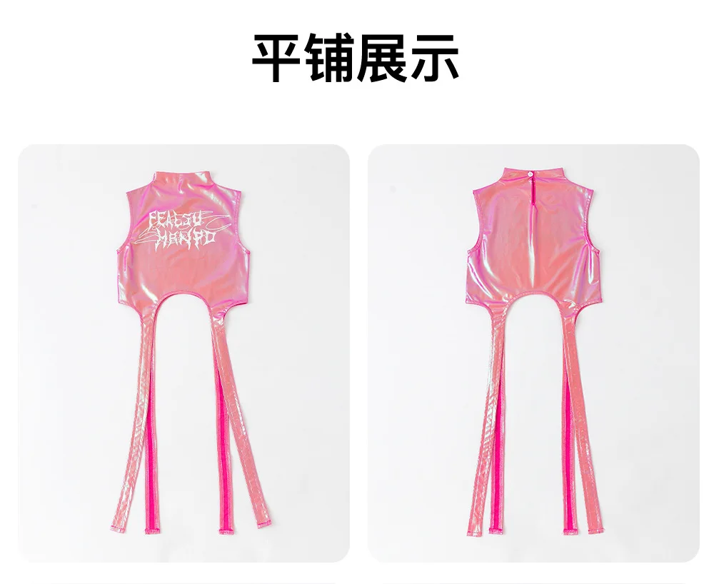 Hip Hop Girls Sweet Shiny Crop Top Silver Cargo Pants Kids K-pop Jazz Dance Clothes Sets Children Streetwear Girl Group Costumes