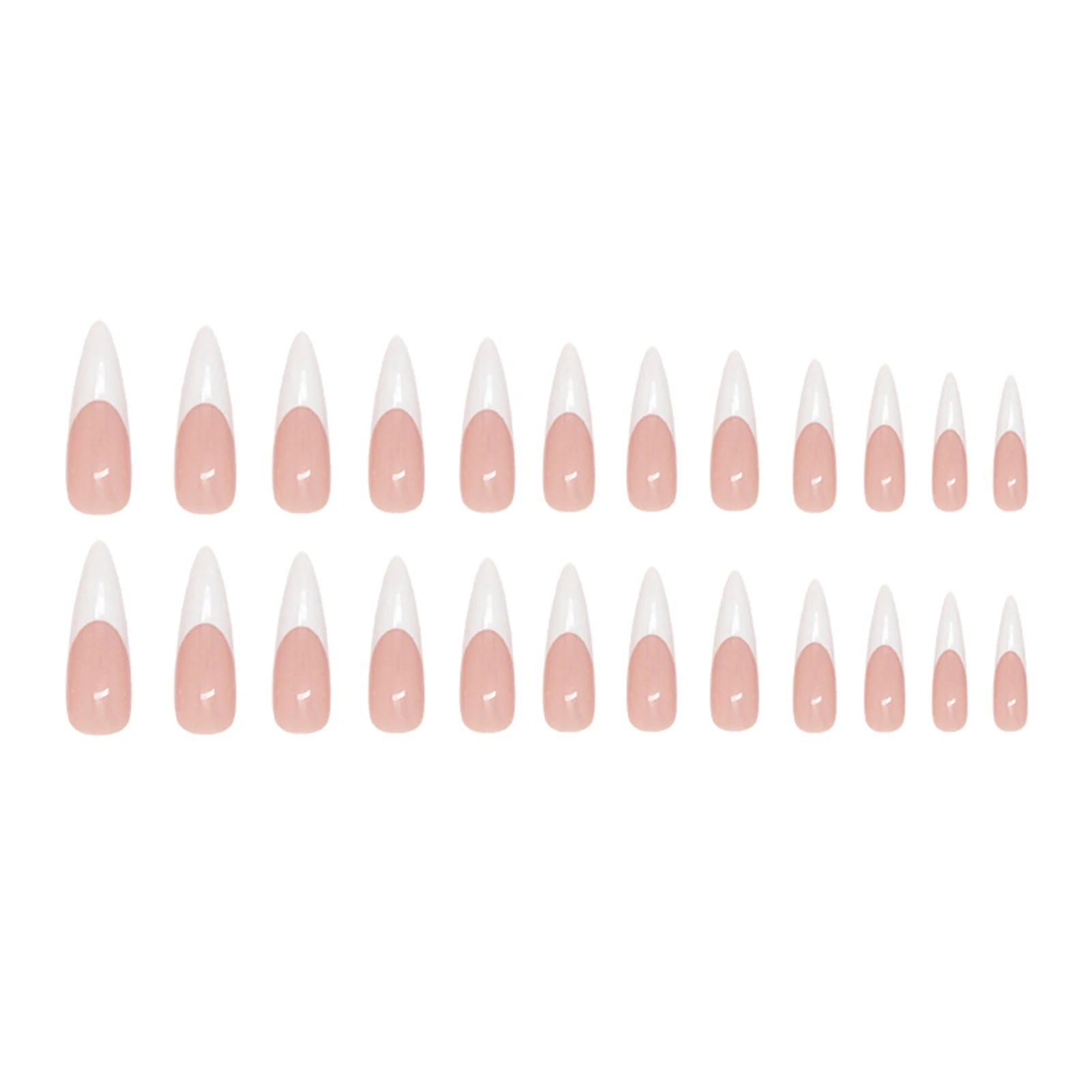 24Pcs Long Stiletto Fake Nails Spicy Girls Charm Manicure Pink Press On Nails Full Cover French False Nails Art for Women