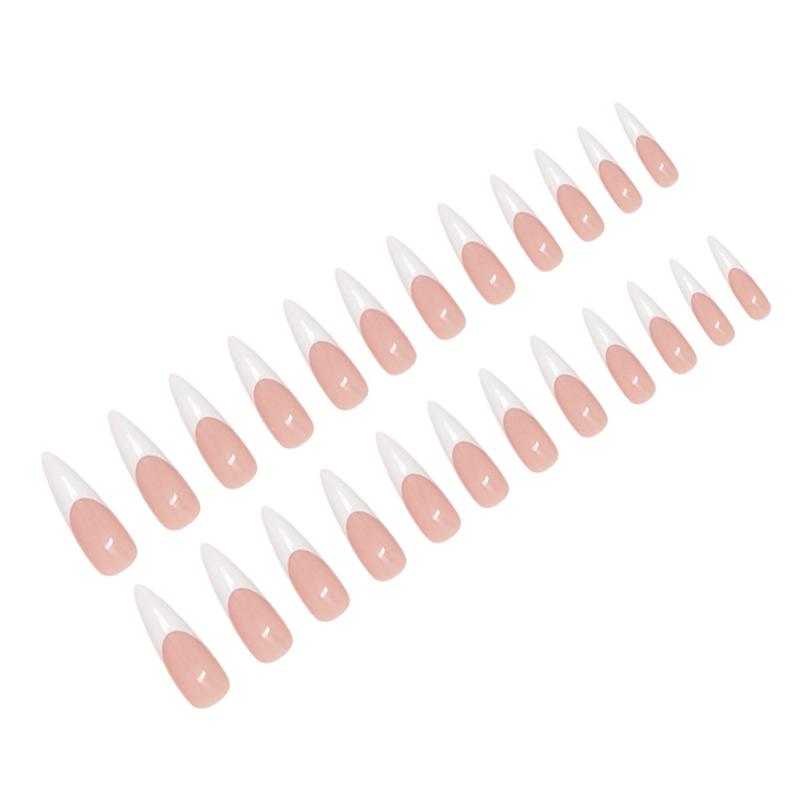 24Pcs Long Stiletto Fake Nails Spicy Girls Charm Manicure Pink Press On Nails Full Cover French False Nails Art for Women
