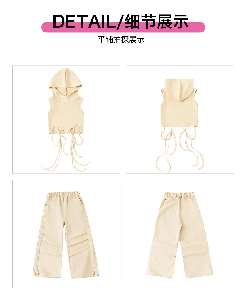 Girls Hip Hop Hoodies Joggers Pants Child Street Dance Hooded Crop Top Costume Kids K-pop Streetwear Jazz Girl Group Clothes Set