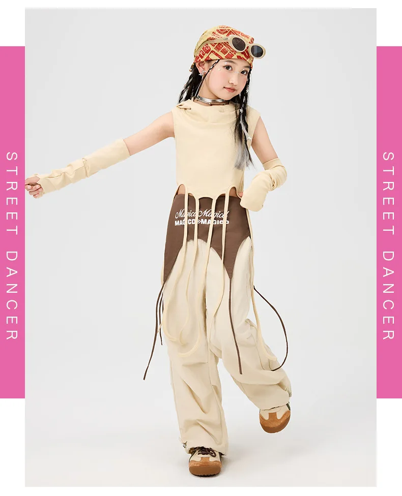 Girls Hip Hop Hoodies Joggers Pants Child Street Dance Hooded Crop Top Costume Kids K-pop Streetwear Jazz Girl Group Clothes Set