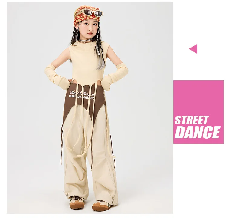 Girls Hip Hop Hoodies Joggers Pants Child Street Dance Hooded Crop Top Costume Kids K-pop Streetwear Jazz Girl Group Clothes Set