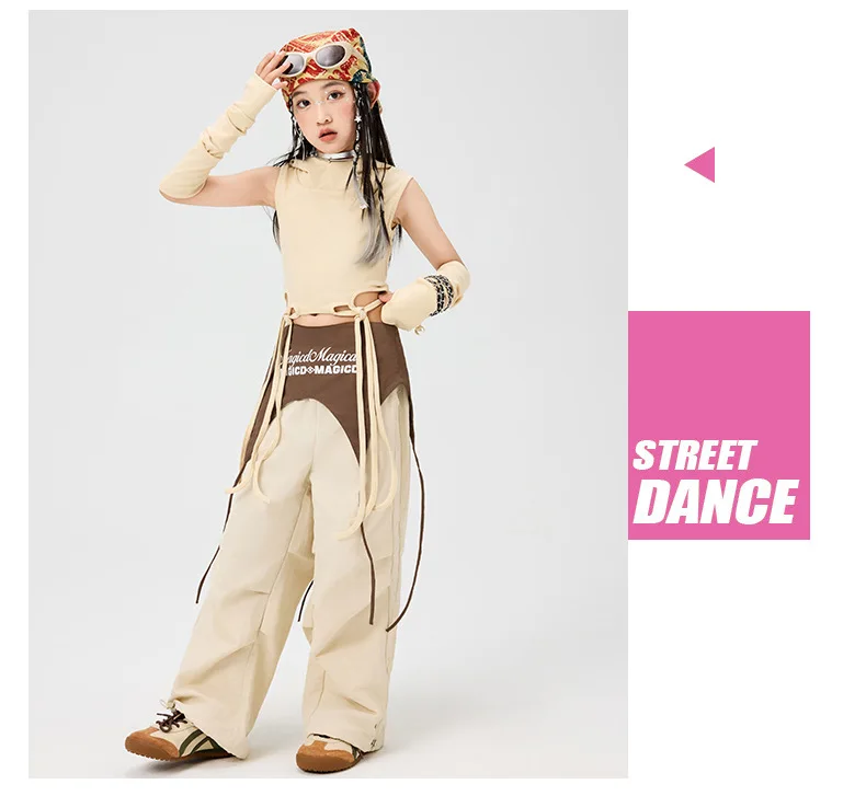 Girls Hip Hop Hoodies Joggers Pants Child Street Dance Hooded Crop Top Costume Kids K-pop Streetwear Jazz Girl Group Clothes Set