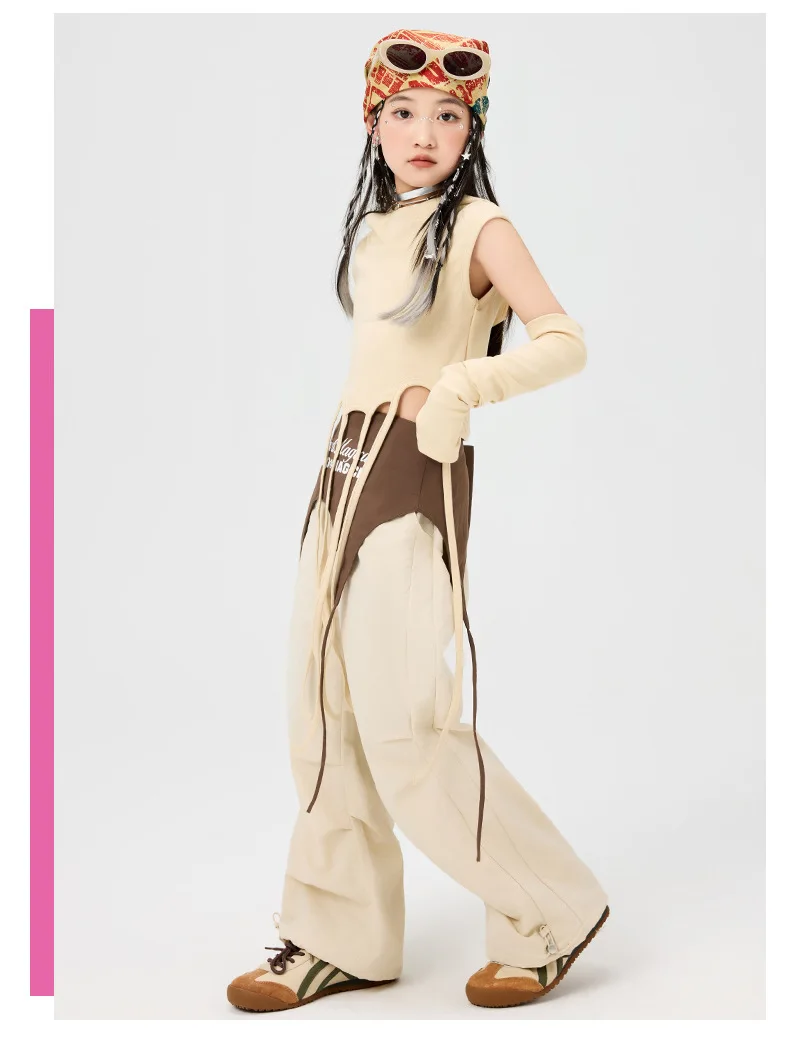 Girls Hip Hop Hoodies Joggers Pants Child Street Dance Hooded Crop Top Costume Kids K-pop Streetwear Jazz Girl Group Clothes Set