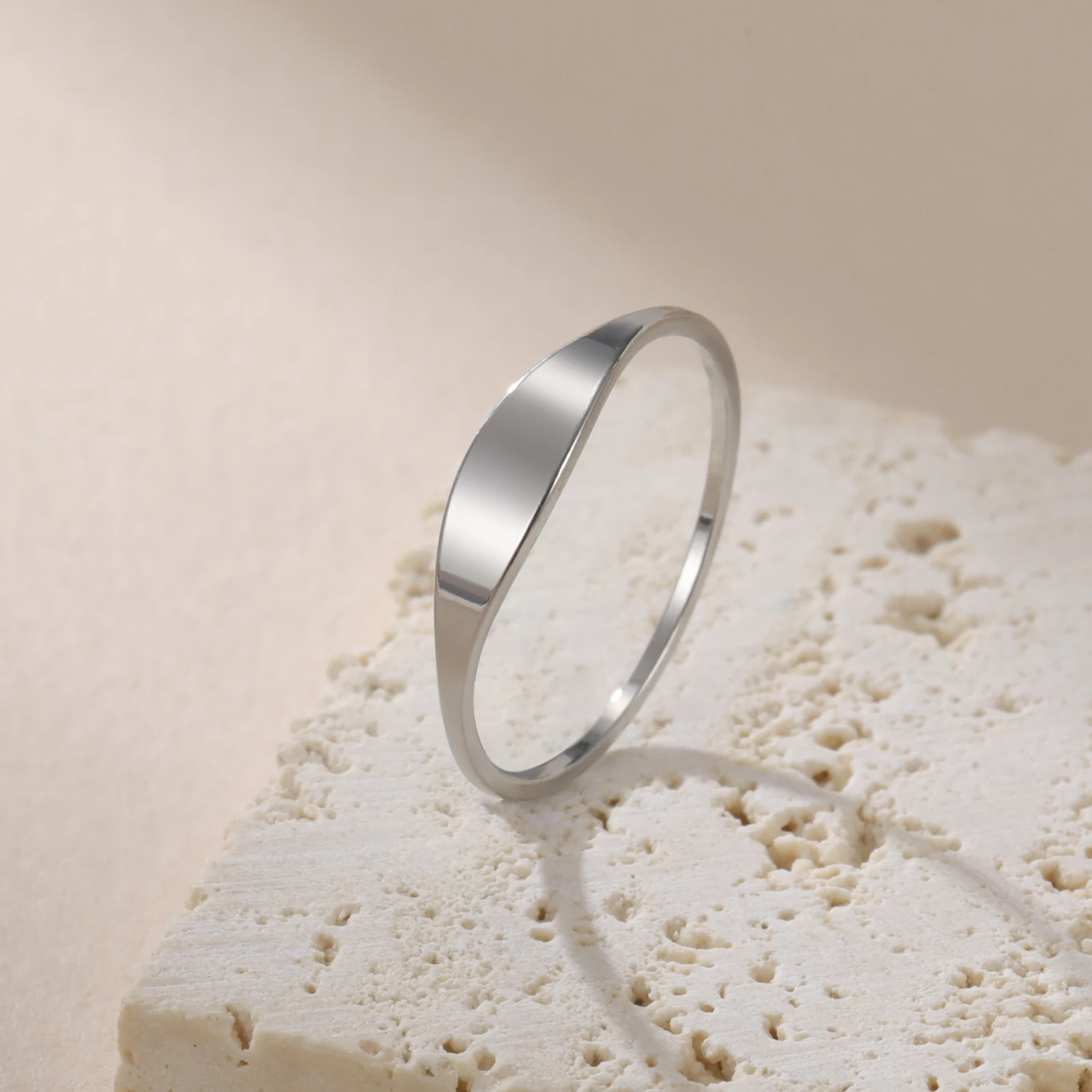 COOLTIME Stainless Steel Ring Fashion Minimalist Women Finger Ring Jewelry Birthday Gift New for Women Men