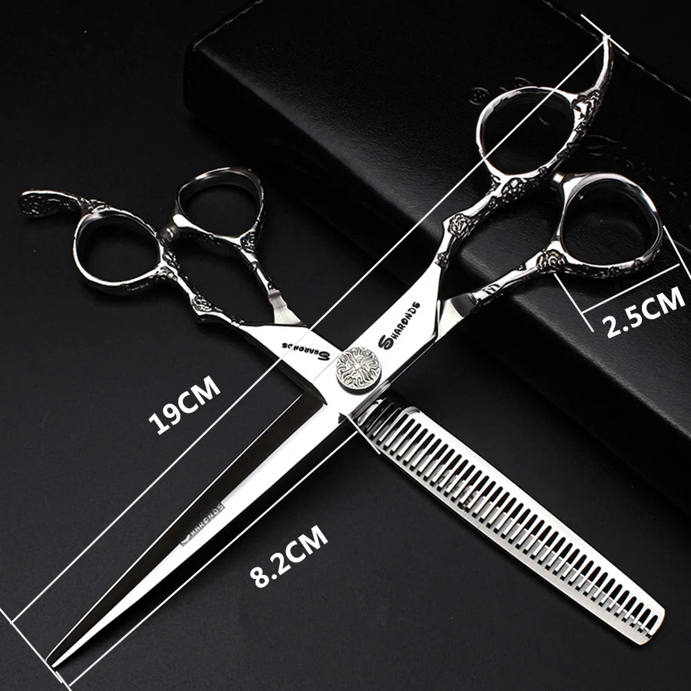 6/7 inch Japan440c Steel Professional Barber Scissors Hair Design Tool Barber Scissors Hairstylist Hairdressing Scissors Salon