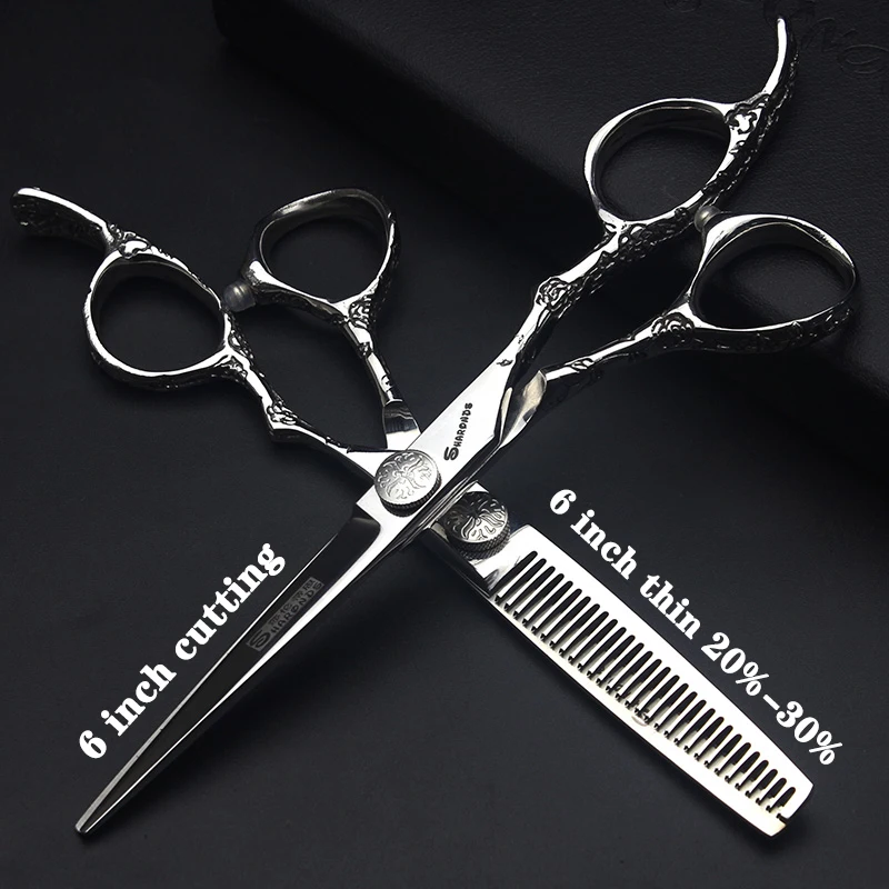 6/7 inch Japan440c Steel Professional Barber Scissors Hair Design Tool Barber Scissors Hairstylist Hairdressing Scissors Salon