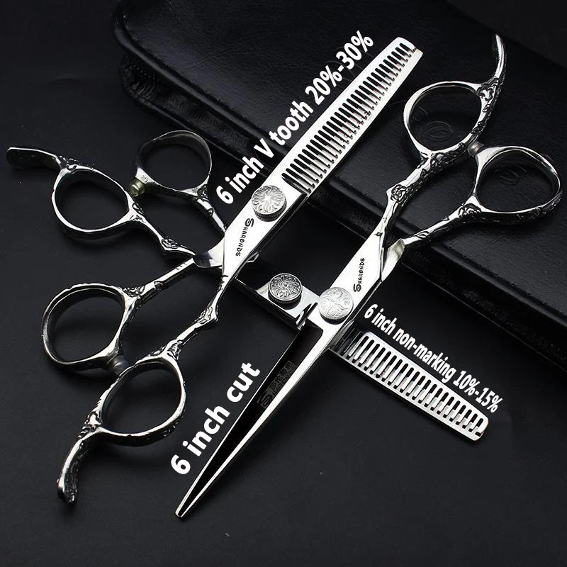 6/7 inch Japan440c Steel Professional Barber Scissors Hair Design Tool Barber Scissors Hairstylist Hairdressing Scissors Salon