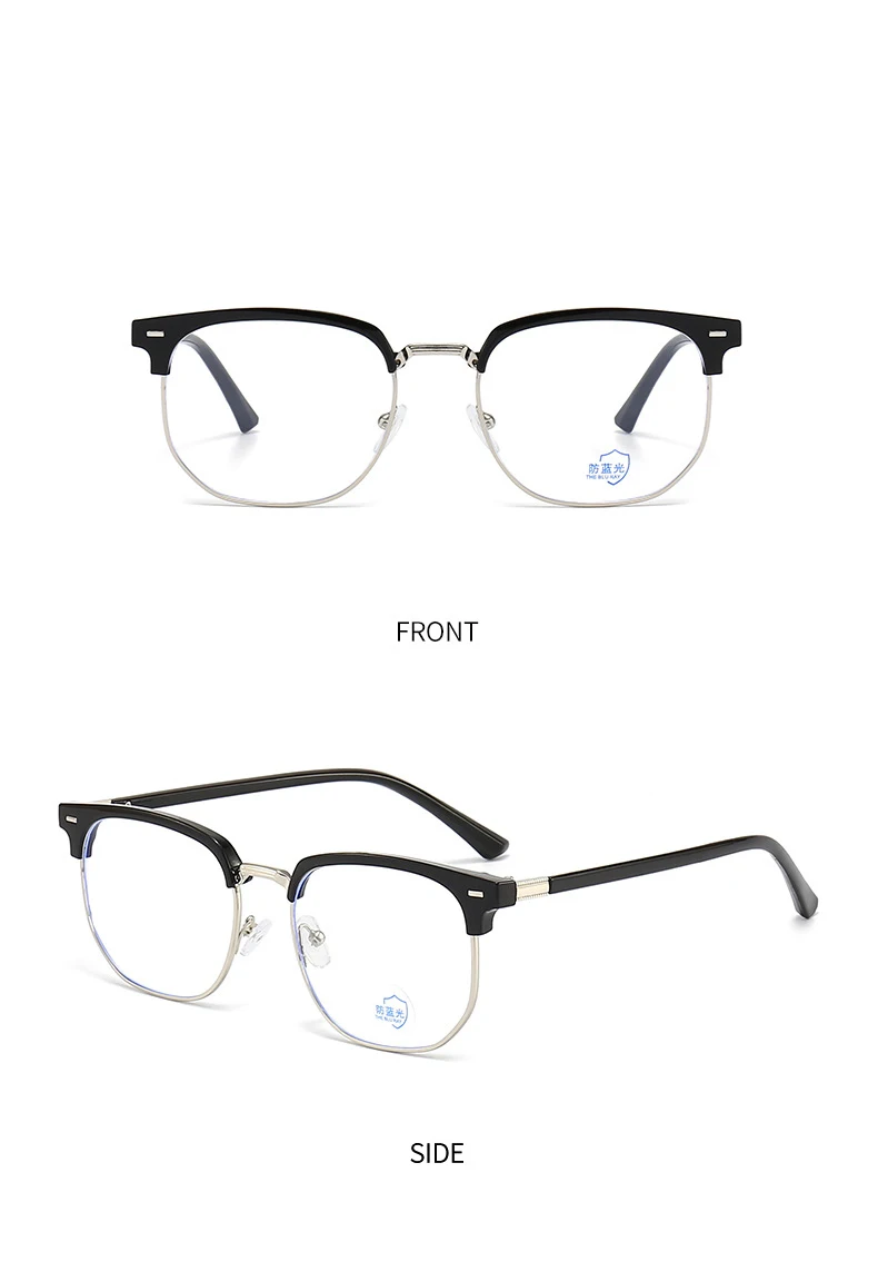 Fashion Semi Rimless Anti-blue Light Glasses Men Women Rectangle Trendy Accessory Eyeglasses Outdoor Office Unisex Eyewear