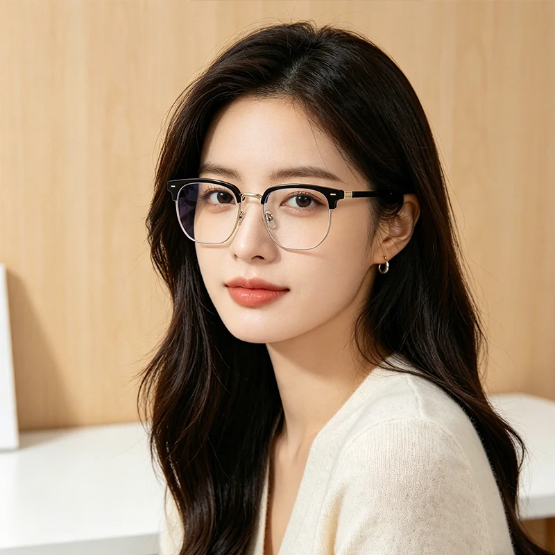 Fashion Semi Rimless Anti-blue Light Glasses Men Women Rectangle Trendy Accessory Eyeglasses Outdoor Office Unisex Eyewear