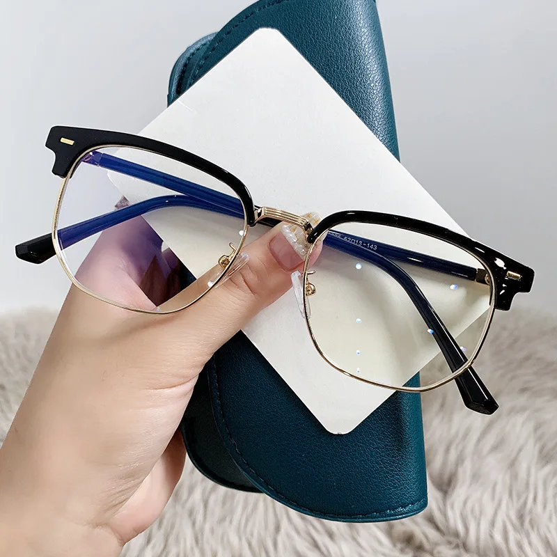 Fashion Semi Rimless Anti-blue Light Glasses Men Women Rectangle Trendy Accessory Eyeglasses Outdoor Office Unisex Eyewear