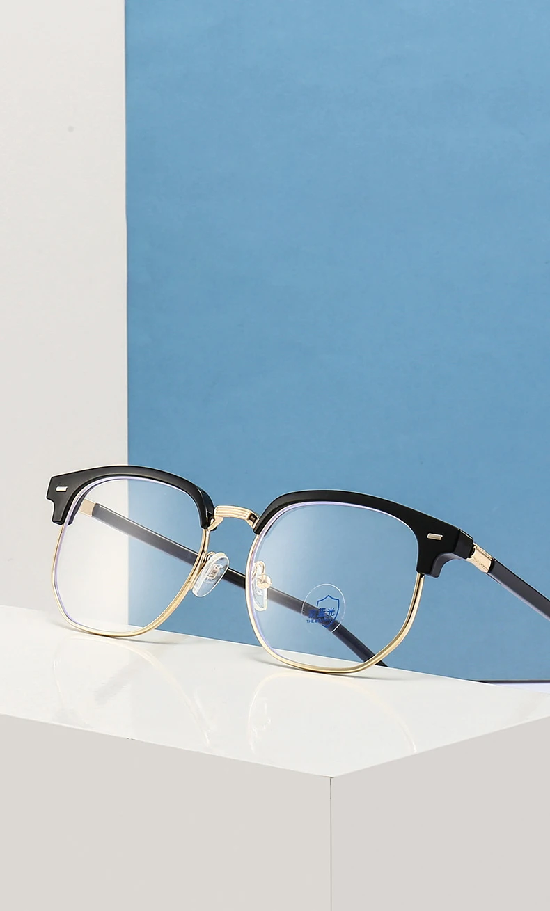 Fashion Semi Rimless Anti-blue Light Glasses Men Women Rectangle Trendy Accessory Eyeglasses Outdoor Office Unisex Eyewear