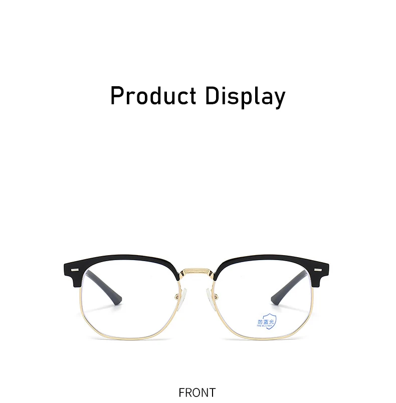 Fashion Semi Rimless Anti-blue Light Glasses Men Women Rectangle Trendy Accessory Eyeglasses Outdoor Office Unisex Eyewear