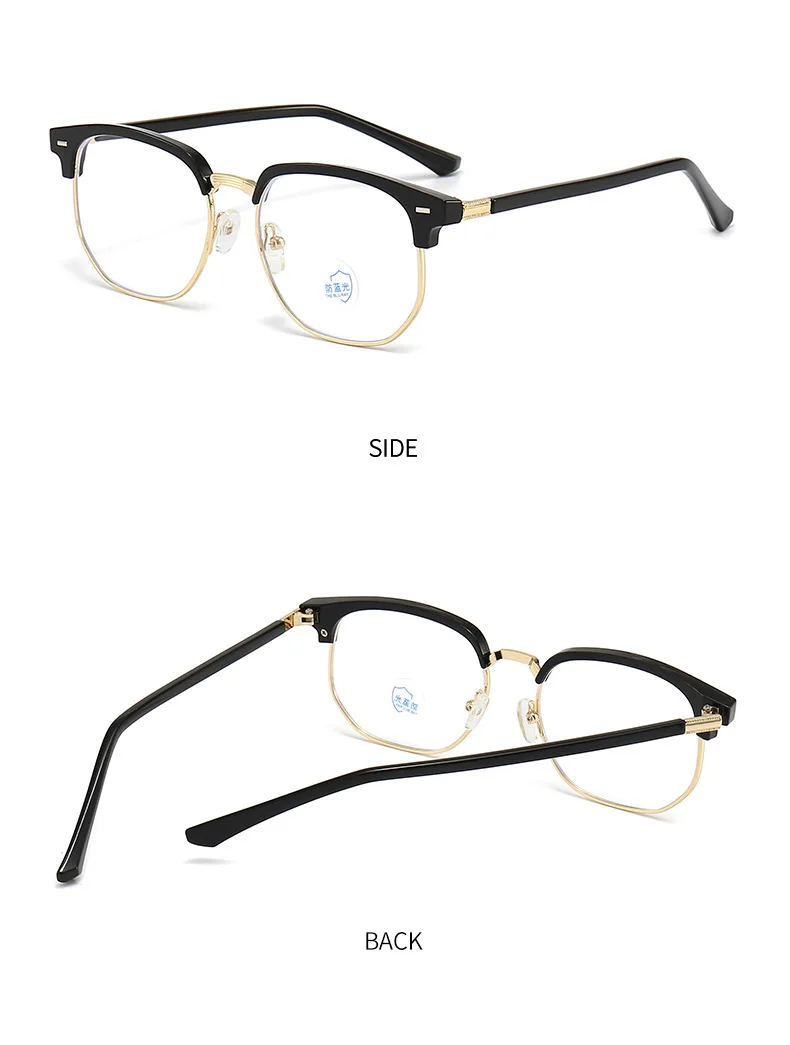 Fashion Semi Rimless Anti-blue Light Glasses Men Women Rectangle Trendy Accessory Eyeglasses Outdoor Office Unisex Eyewear