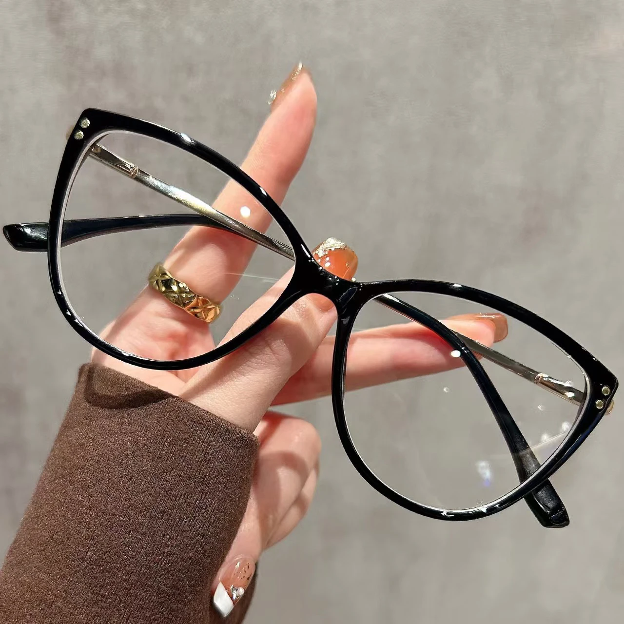 Ultra-light Fashion Cat-eye Glasses Frame For Women, Retro High-end Blue Light Blocking Trendy Reading Glasses 9216