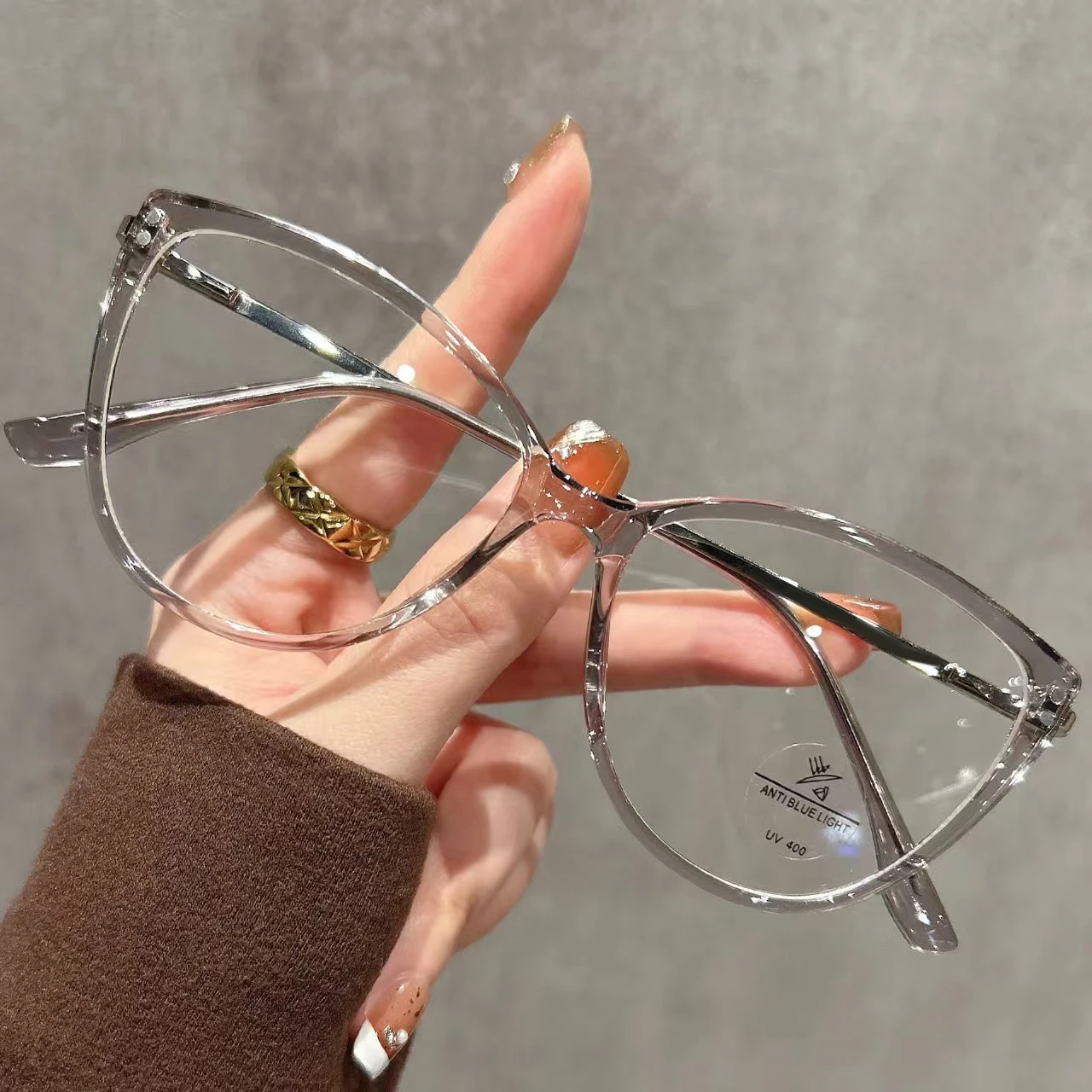Ultra-light Fashion Cat-eye Glasses Frame For Women, Retro High-end Blue Light Blocking Trendy Reading Glasses 9216