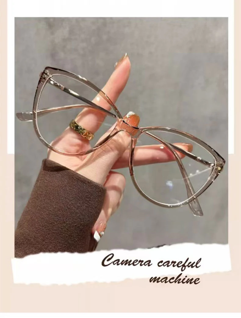 Ultra-light Fashion Cat-eye Glasses Frame For Women, Retro High-end Blue Light Blocking Trendy Reading Glasses 9216