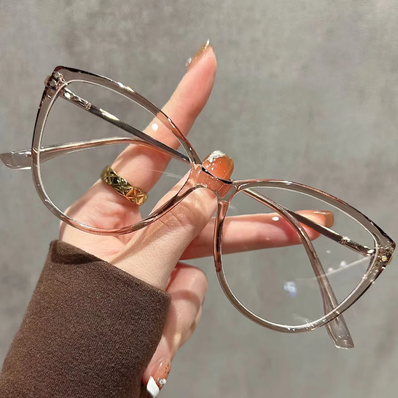 Ultra-light Fashion Cat-eye Glasses Frame For Women, Retro High-end Blue Light Blocking Trendy Reading Glasses 9216