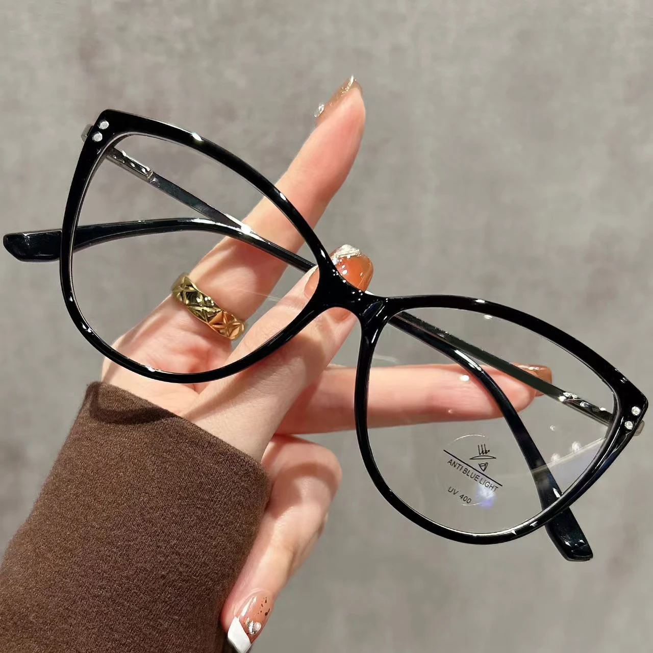 Ultra-light Fashion Cat-eye Glasses Frame For Women, Retro High-end Blue Light Blocking Trendy Reading Glasses 9216