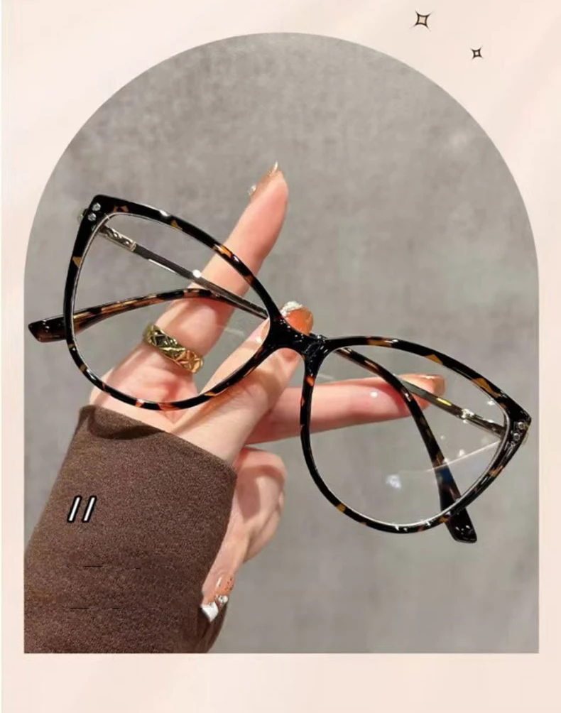 Ultra-light Fashion Cat-eye Glasses Frame For Women, Retro High-end Blue Light Blocking Trendy Reading Glasses 9216