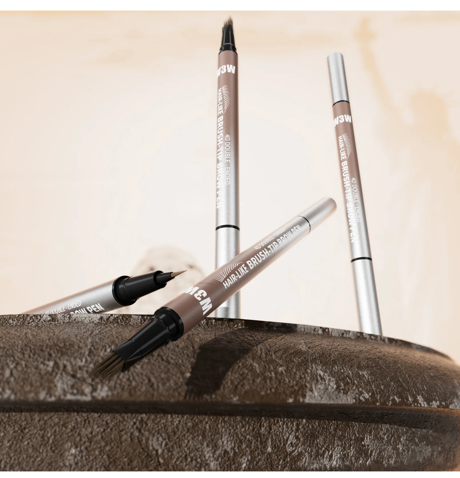 Dual Ended Eyebrow Pencil Waterproof Highly Pigmented Long Lasting Non Smudge 4D Microblading Effect 2 in 1 Liquid Pen