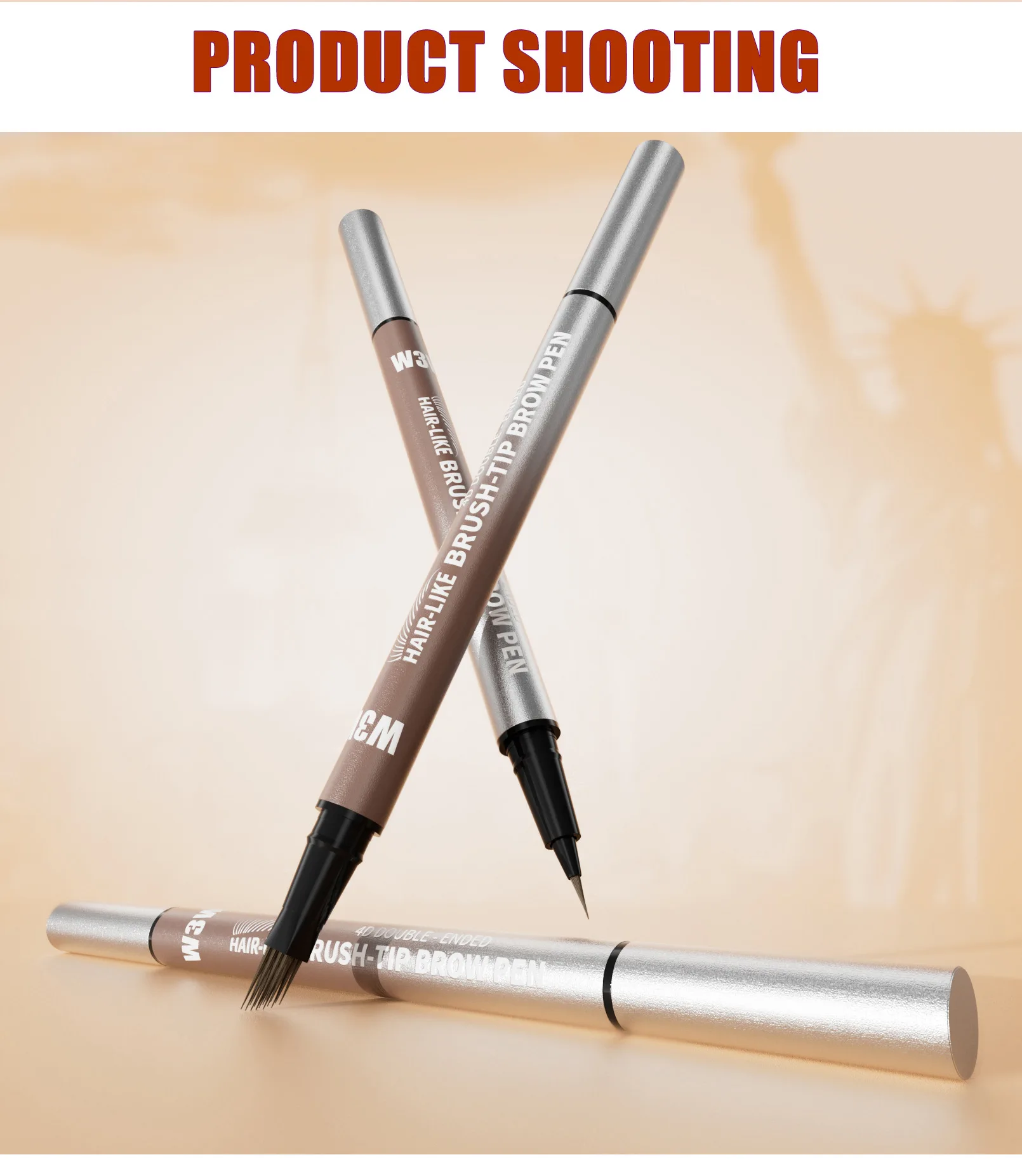 Dual Ended Eyebrow Pencil Waterproof Highly Pigmented Long Lasting Non Smudge 4D Microblading Effect 2 in 1 Liquid Pen