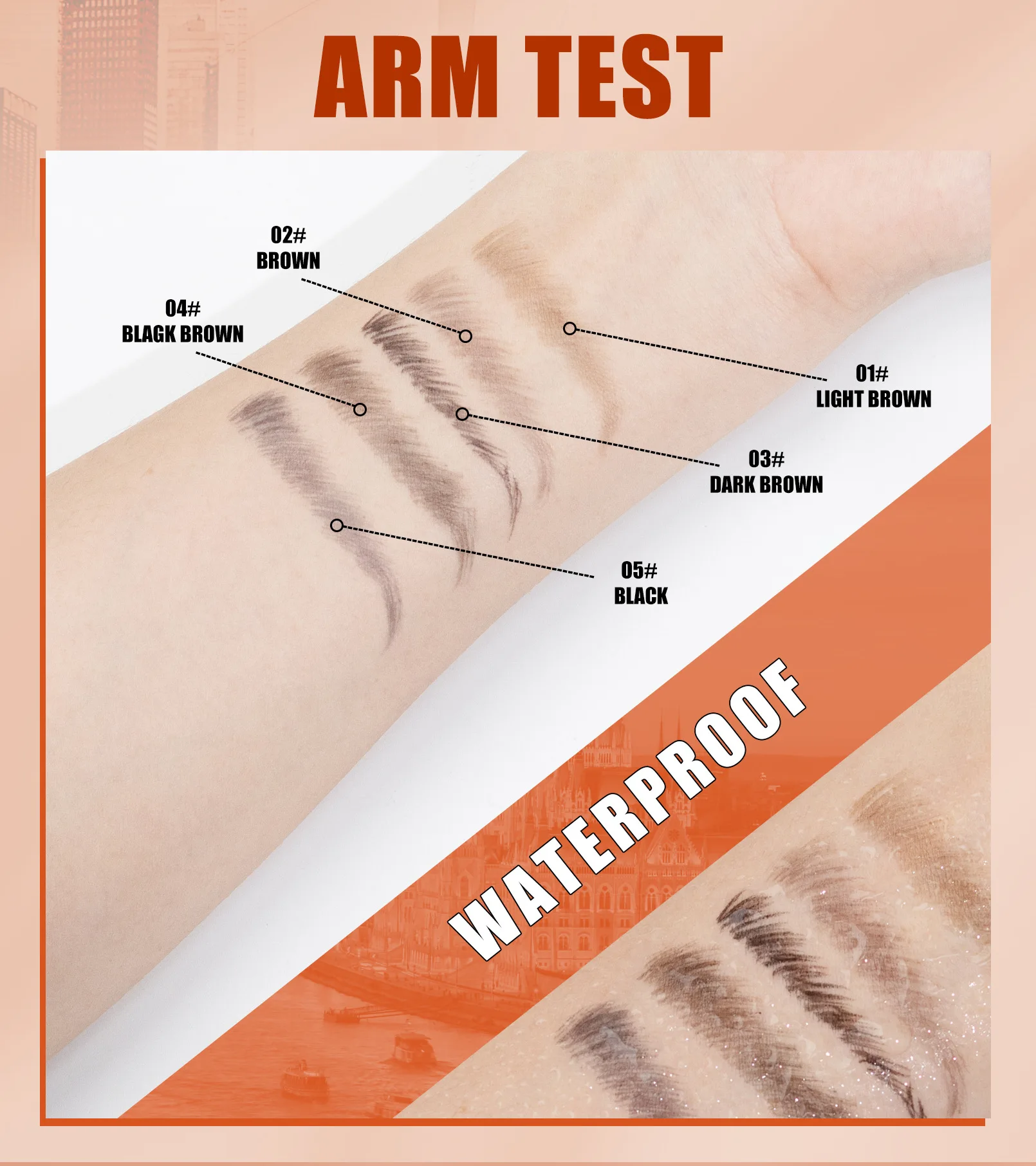 Dual Ended Eyebrow Pencil Waterproof Highly Pigmented Long Lasting Non Smudge 4D Microblading Effect 2 in 1 Liquid Pen