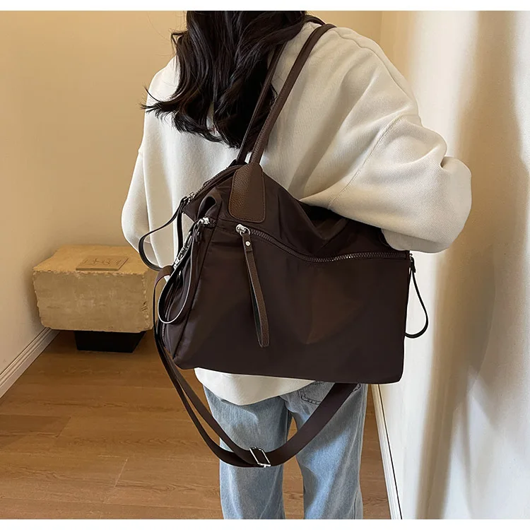 Vintage Nylon Women Shoulder Bag Large Capacity Waterproof Shoulder Bag Daily Commuting Handbag Travel Totes Bags Female Purses