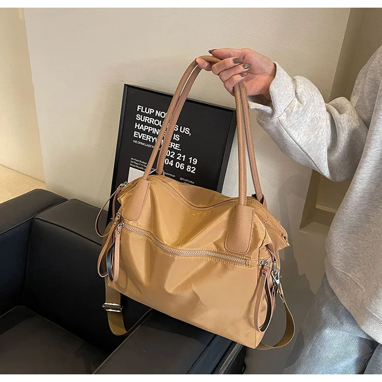 Vintage Nylon Women Shoulder Bag Large Capacity Waterproof Shoulder Bag Daily Commuting Handbag Travel Totes Bags Female Purses