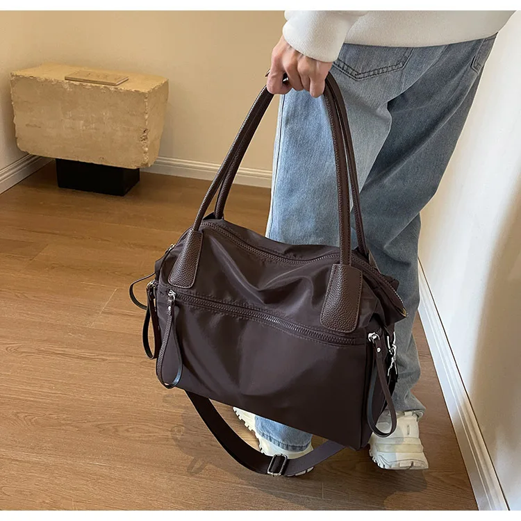 Vintage Nylon Women Shoulder Bag Large Capacity Waterproof Shoulder Bag Daily Commuting Handbag Travel Totes Bags Female Purses