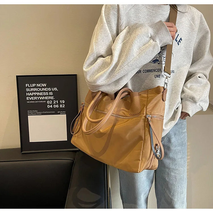 Vintage Nylon Women Shoulder Bag Large Capacity Waterproof Shoulder Bag Daily Commuting Handbag Travel Totes Bags Female Purses
