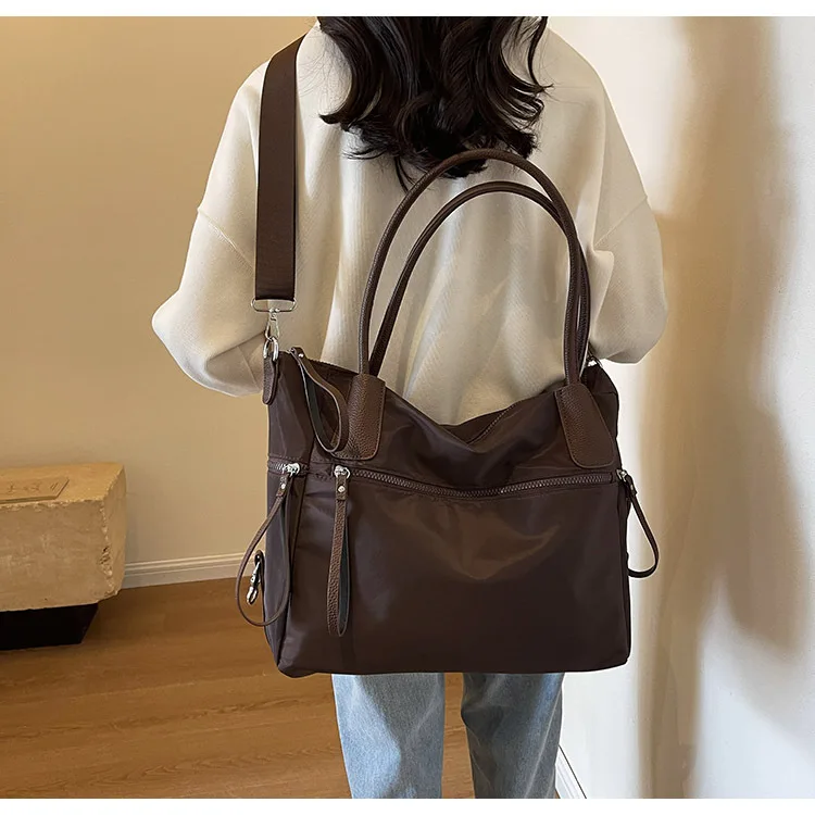 Vintage Nylon Women Shoulder Bag Large Capacity Waterproof Shoulder Bag Daily Commuting Handbag Travel Totes Bags Female Purses