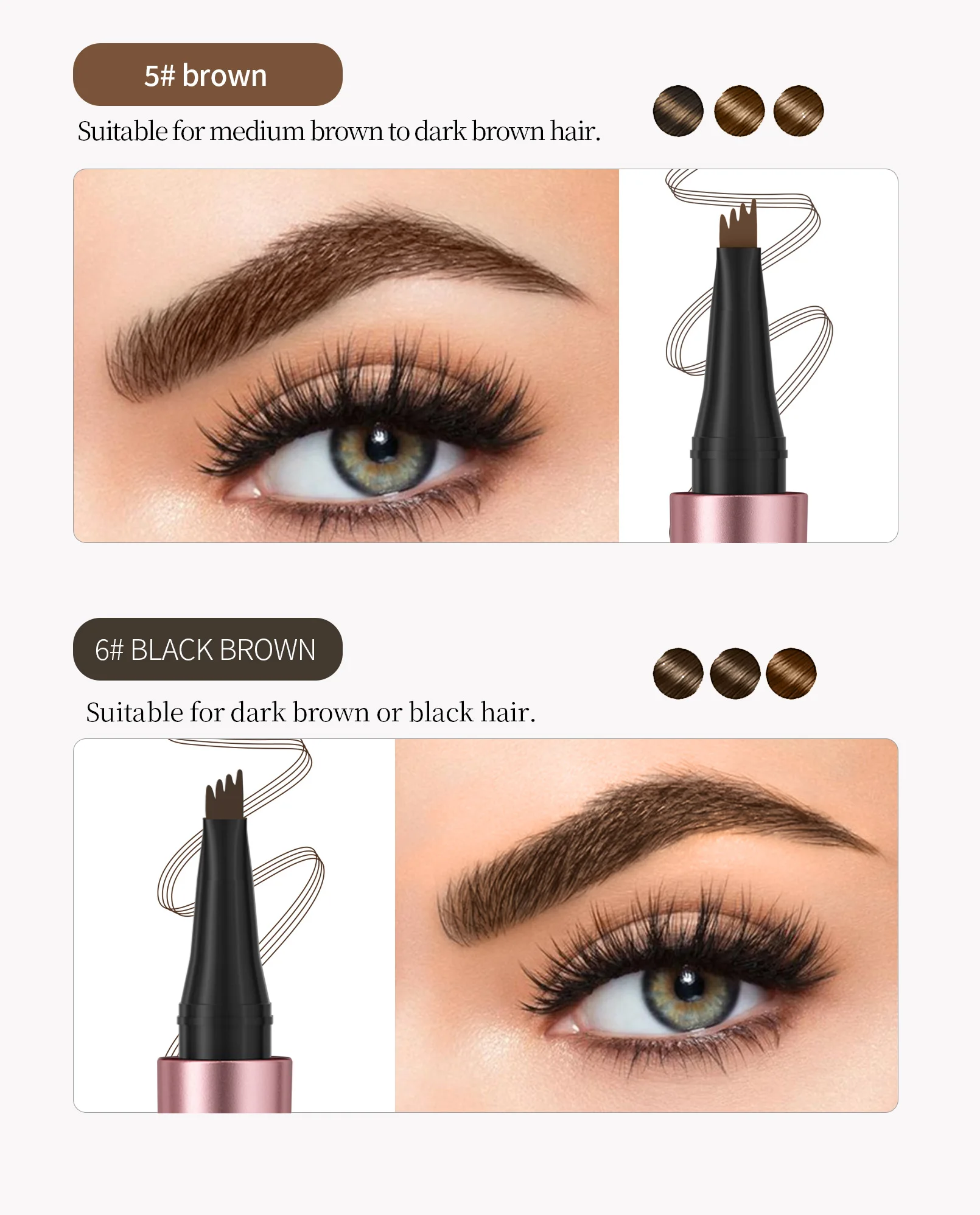 4 Fork Tip Eyebrow Pencil 3D Microblading Waterproof Dark Brown Natural Colour Fine Stroke Magic Eyebrow Pencil 2024 New Ladies