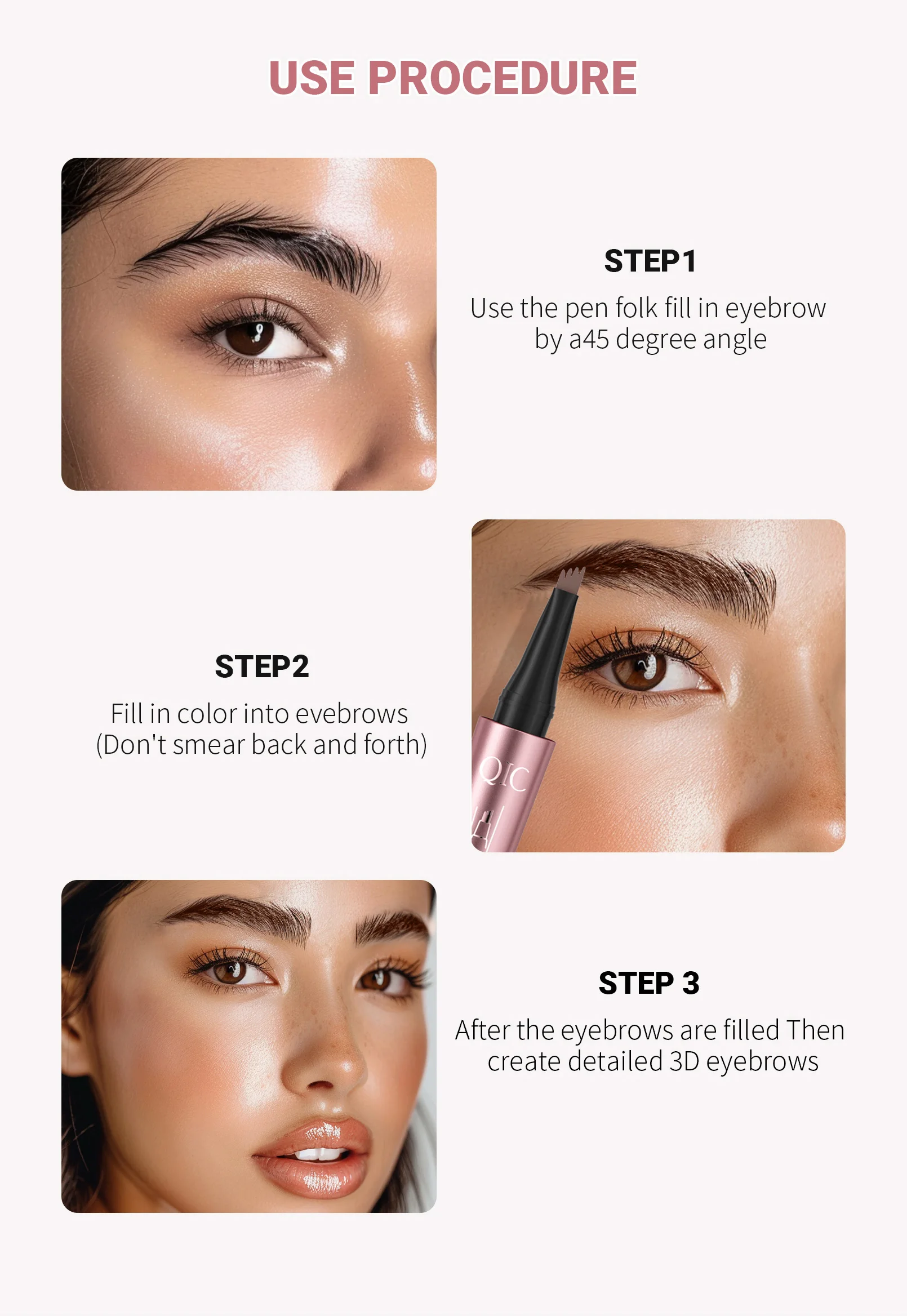 4 Fork Tip Eyebrow Pencil 3D Microblading Waterproof Dark Brown Natural Colour Fine Stroke Magic Eyebrow Pencil 2024 New Ladies