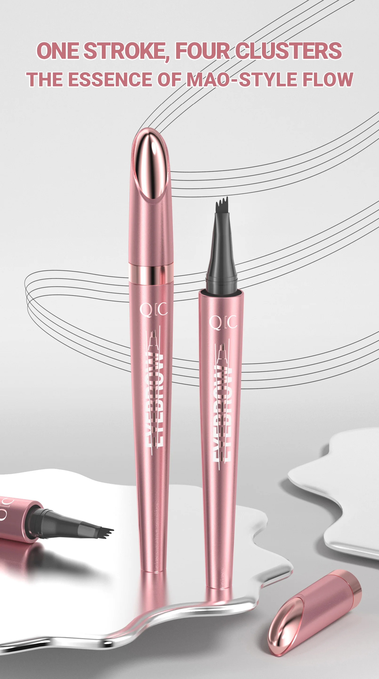 4 Fork Tip Eyebrow Pencil 3D Microblading Waterproof Dark Brown Natural Colour Fine Stroke Magic Eyebrow Pencil 2024 New Ladies