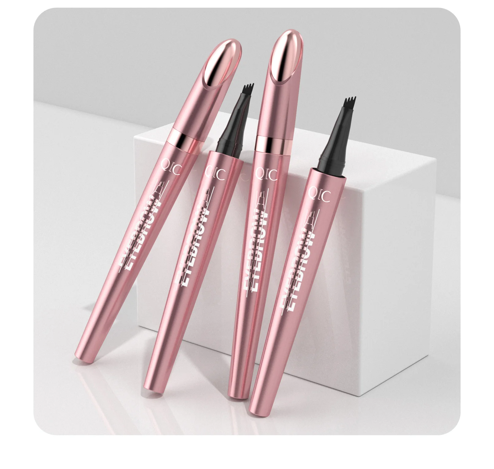 4 Fork Tip Eyebrow Pencil 3D Microblading Waterproof Dark Brown Natural Colour Fine Stroke Magic Eyebrow Pencil 2024 New Ladies
