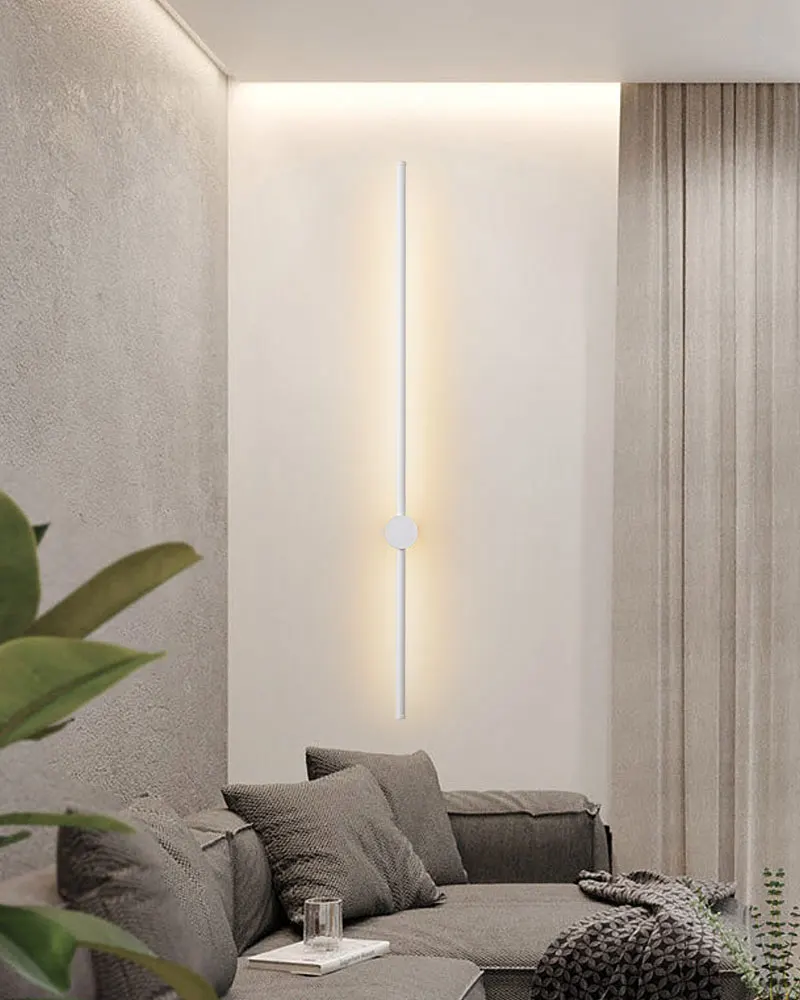 Indoor 360° Rotatable LED Wall Lamps with EU/US Plug Switch for Bedroom TV Background Long Strip Black Copper LED Wall Lights