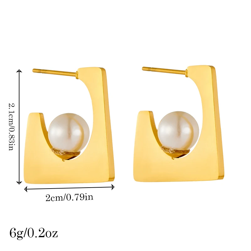 DIEYURO 316L Stainless Steel Love Pearl Round Square Fan Shaped Irregular Design Earrings Women New Trend Ear Jewelry Gift Party