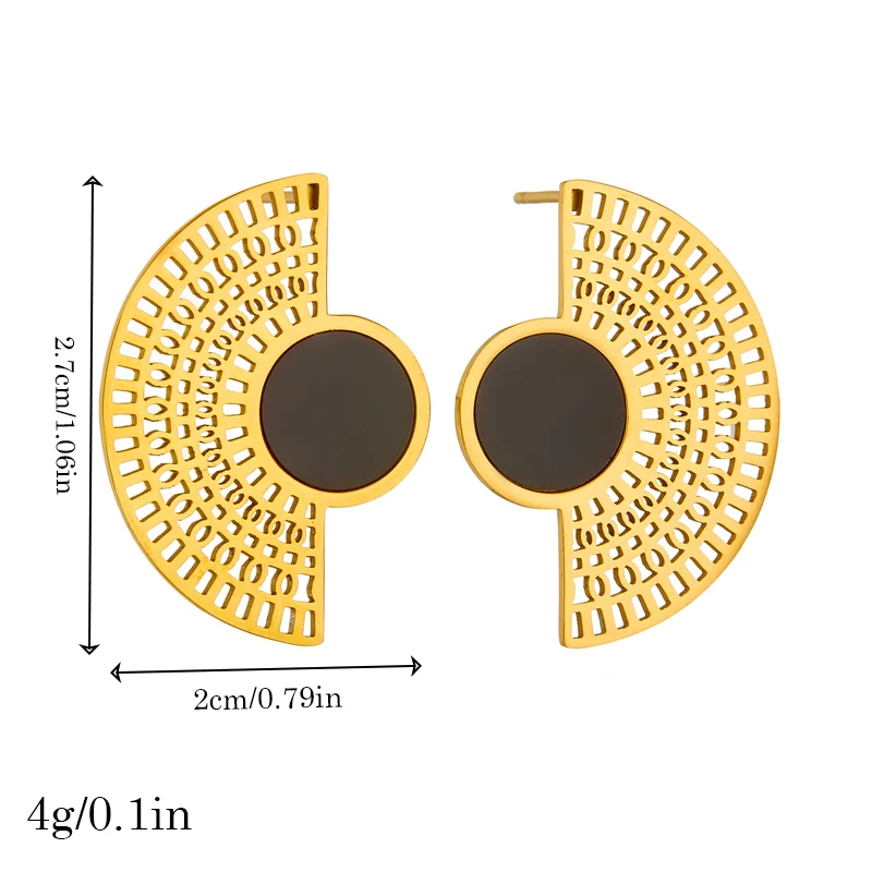 DIEYURO 316L Stainless Steel Love Pearl Round Square Fan Shaped Irregular Design Earrings Women New Trend Ear Jewelry Gift Party