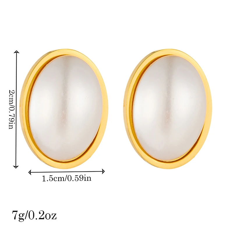 DIEYURO 316L Stainless Steel Love Pearl Round Square Fan Shaped Irregular Design Earrings Women New Trend Ear Jewelry Gift Party
