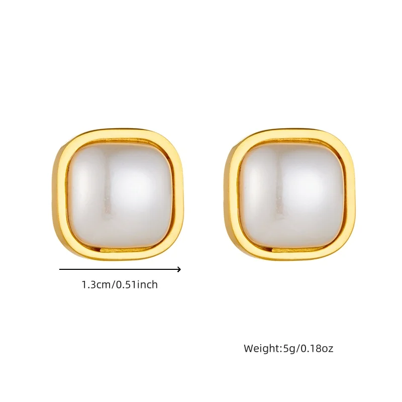 DIEYURO 316L Stainless Steel Love Pearl Round Square Fan Shaped Irregular Design Earrings Women New Trend Ear Jewelry Gift Party