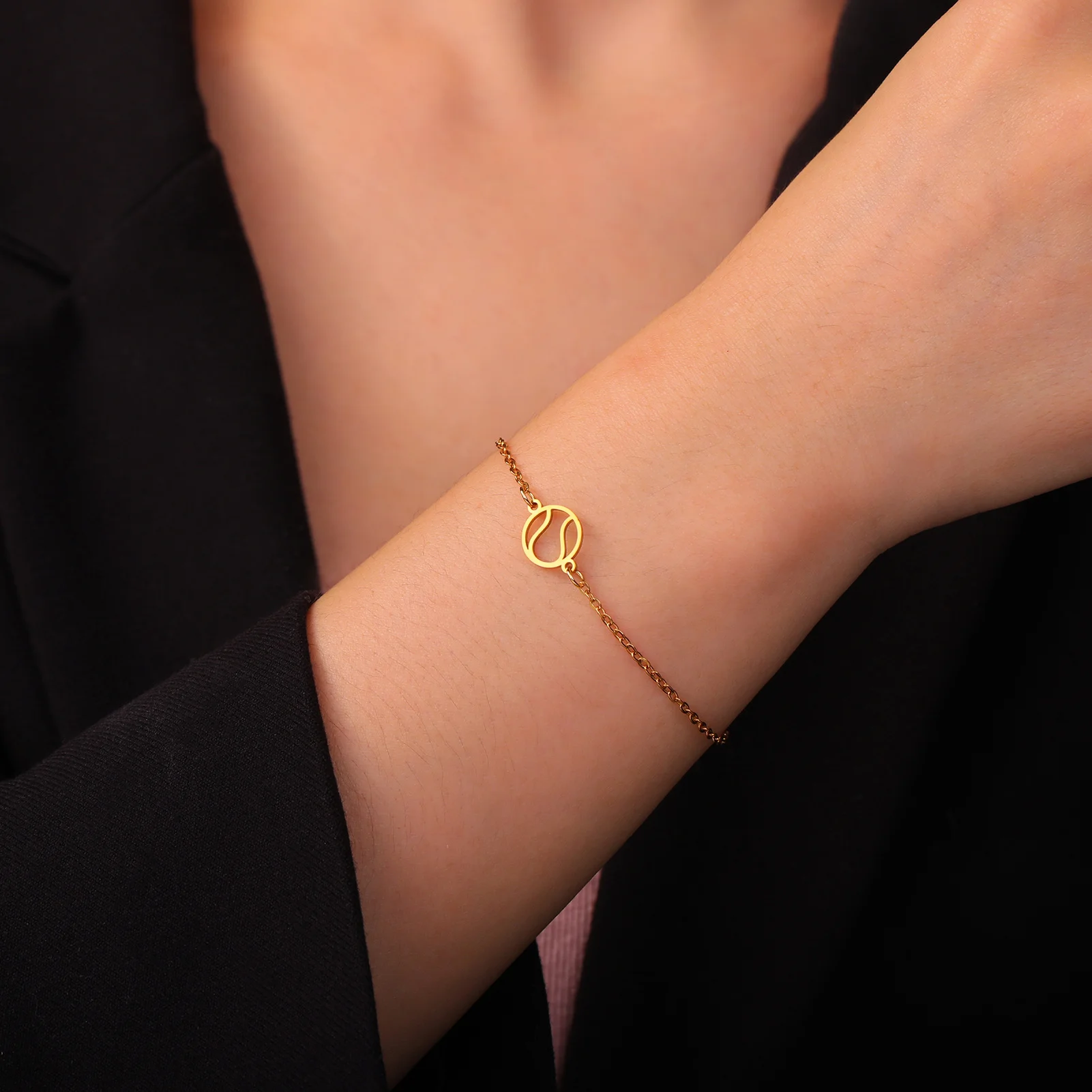 Skyrim Tennis Racket and Ball Charm Bracelet Stainless Steel Red Rope Hand Bracelets for Women Fashion Sport Jewelry Gift