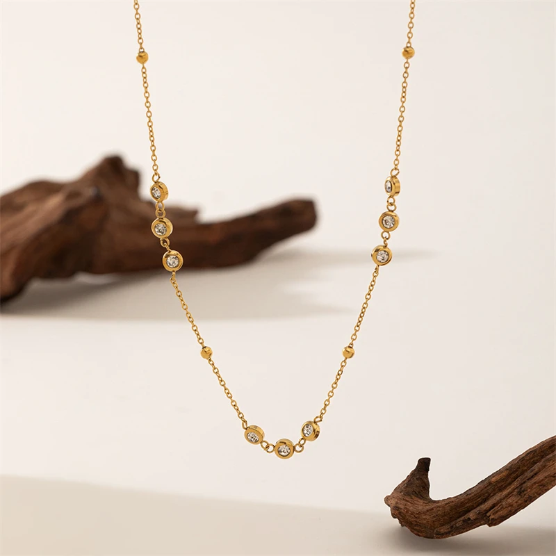 316L Stainless Steel 2025 New Trend 18K Gold-plated Jewelry Set Elegant Style Embed Zircon Woman Charm Chain Necklaces Bracelet