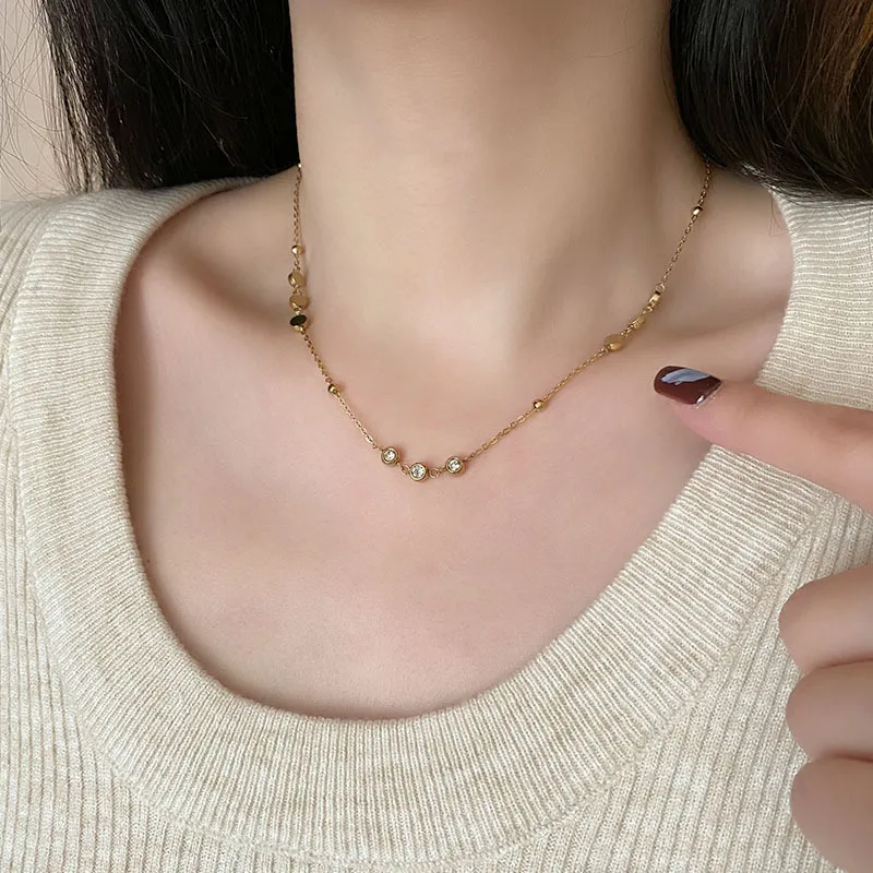 316L Stainless Steel 2025 New Trend 18K Gold-plated Jewelry Set Elegant Style Embed Zircon Woman Charm Chain Necklaces Bracelet