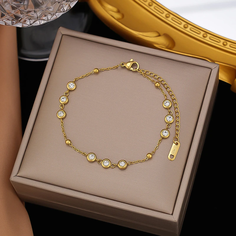 316L Stainless Steel 2025 New Trend 18K Gold-plated Jewelry Set Elegant Style Embed Zircon Woman Charm Chain Necklaces Bracelet