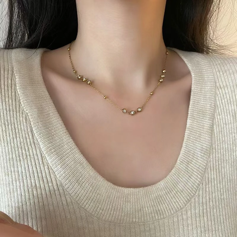 316L Stainless Steel 2025 New Trend 18K Gold-plated Jewelry Set Elegant Style Embed Zircon Woman Charm Chain Necklaces Bracelet