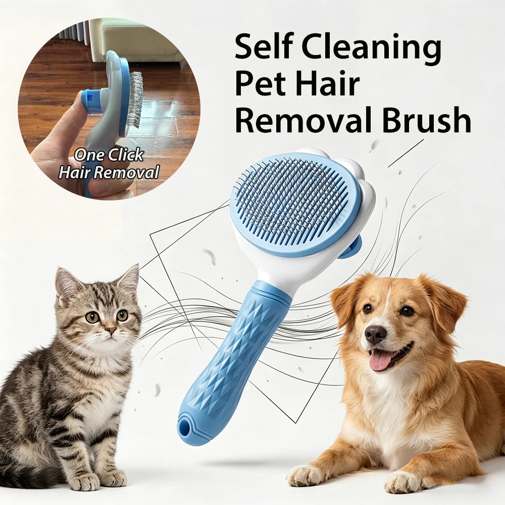 Bioline Pet Dog Brush Cat Comb Self Cleaning Pet Hair Remover Brush For Dogs Cats Grooming Tools Pets Dematting Comb Dogs Supply