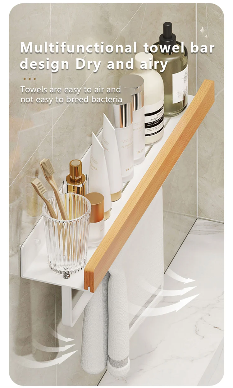 Wood Aluminum Waterproof for Bathroom Shelf Shelves Shampoo Makeup Storage Holder Accessories Kitchen Sorage Bath Accessories