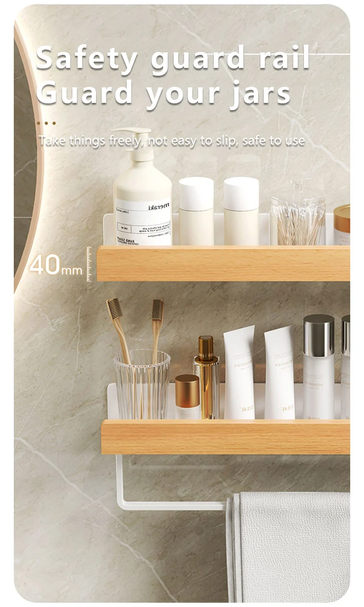 Wood Aluminum Waterproof for Bathroom Shelf Shelves Shampoo Makeup Storage Holder Accessories Kitchen Sorage Bath Accessories