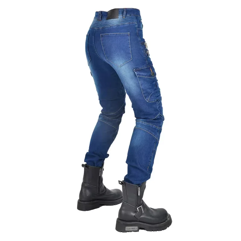 New Motocross Trousers Double Zipper Metal Style Moto Men For Woman Outdoor Riding Jeans With Protective Gear Motorcycle Pants